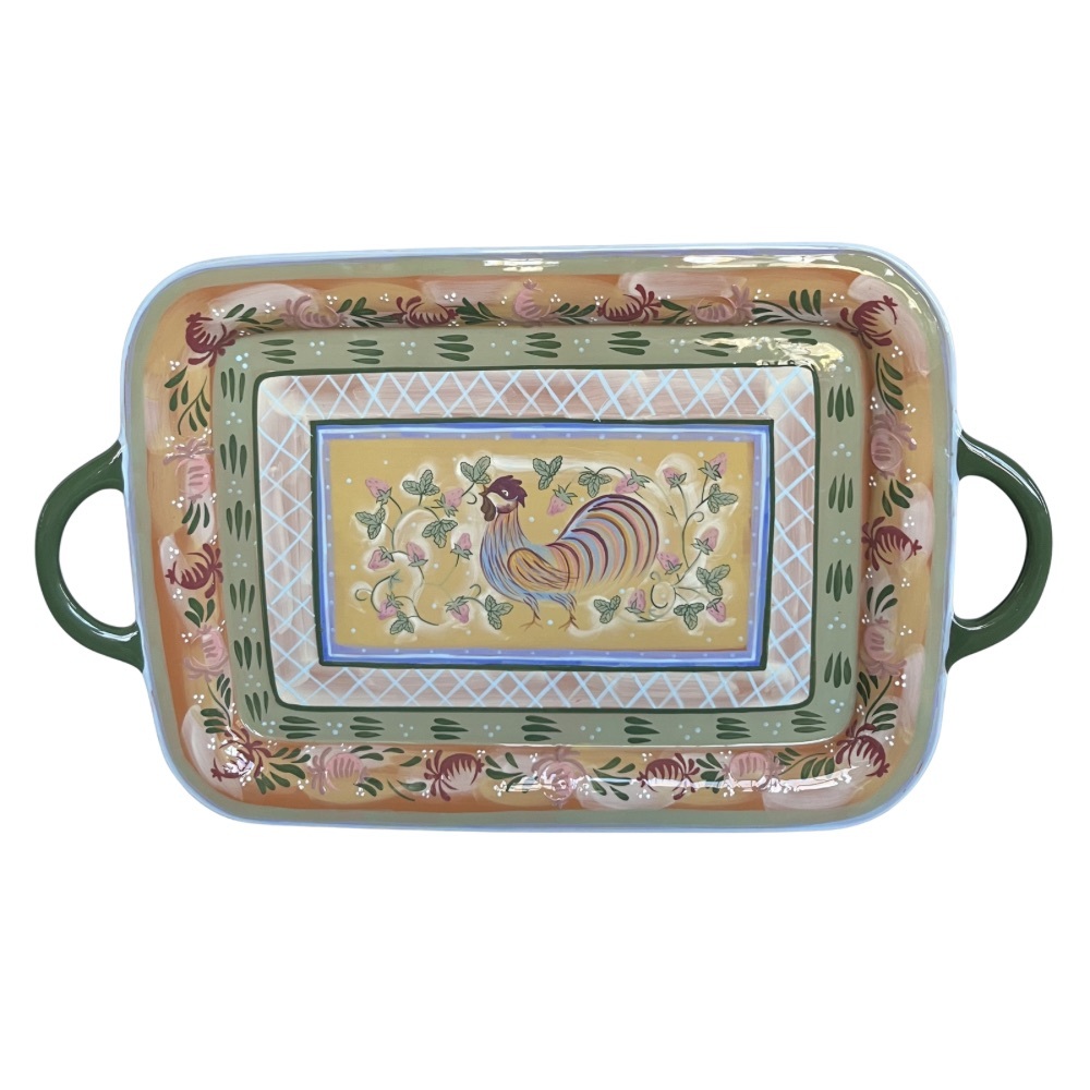 Zrike Rooster Platter by Danna Cullen – Rectangle Tray, Original Stickers